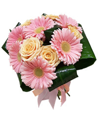 bouquet of roses and gerberas